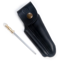 Shaped leather sheath for Laguiole with sharpener