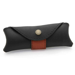 Black horizontal leather case for Laguiole with brown part