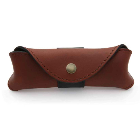 Brown horizontal leather case for Laguiole with black part