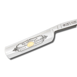 5/8 Straight razor with boxwood handle engraved with floral design