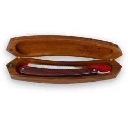 6/8 Actiforge Razor in Cocobolo Wood – Chiselled decoration point on the back of the blade with mahogany box