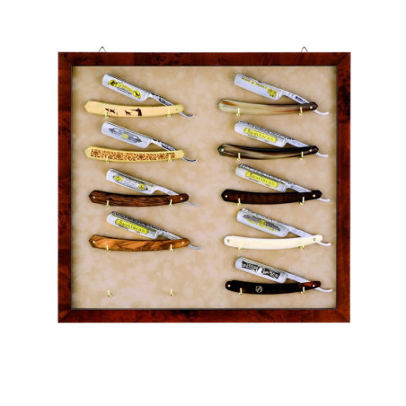 Wall-hanging straight razors display