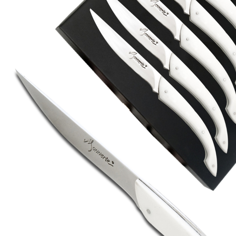 Set of 6 Monnerie knives tableware white izmir glitter