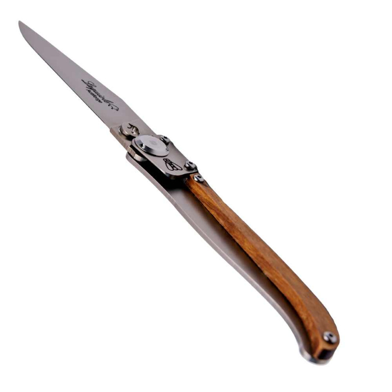 Laguiole knife with extra-flat olive wood handle